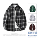 港风男士 长袖 衬衫 24新款 春夏季 日系宽格子松衬衣外套