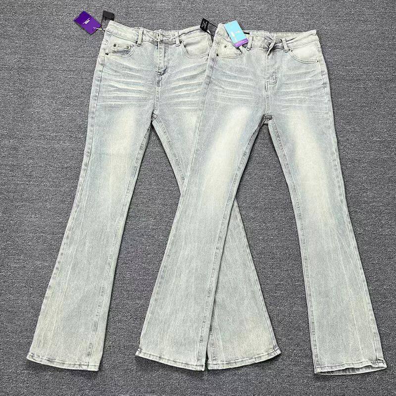 微喇牛仔裤时尚宽松显瘦复古弹力直筒长裤帅气轻奢高端浅色休闲裤