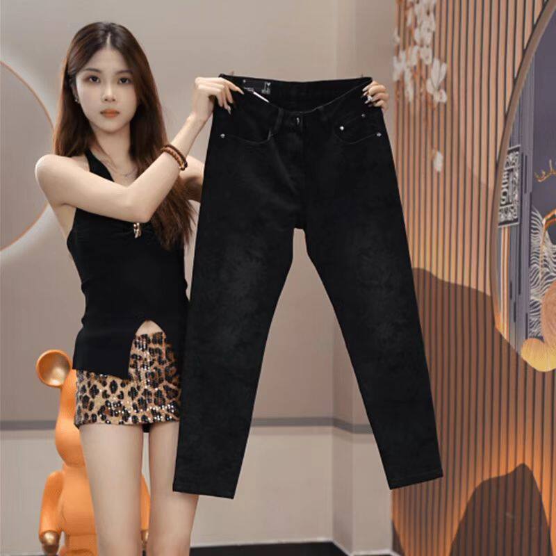 牛仔裤男款韩版潮流修身小脚简约百搭痞帅弹力时尚黑色直筒裤子