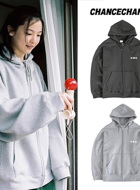 转型清仓 韩国设计师拉链连帽CEC开衫外套卫衣
