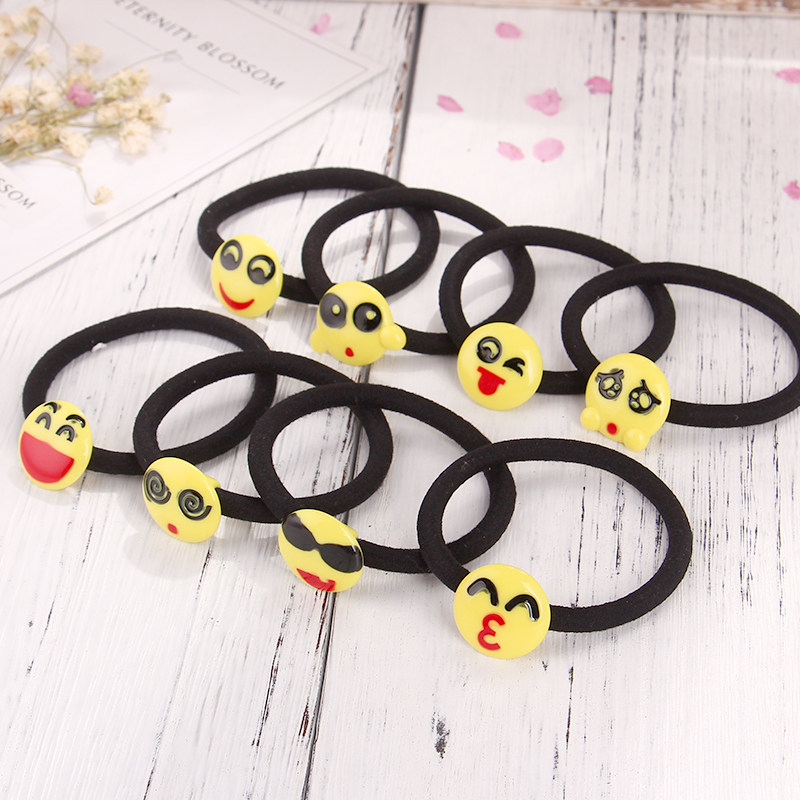 甜美可爱表情包头绳卡通皮筋发圈扎头绳笑脸小孩发饰儿童宝宝发绳