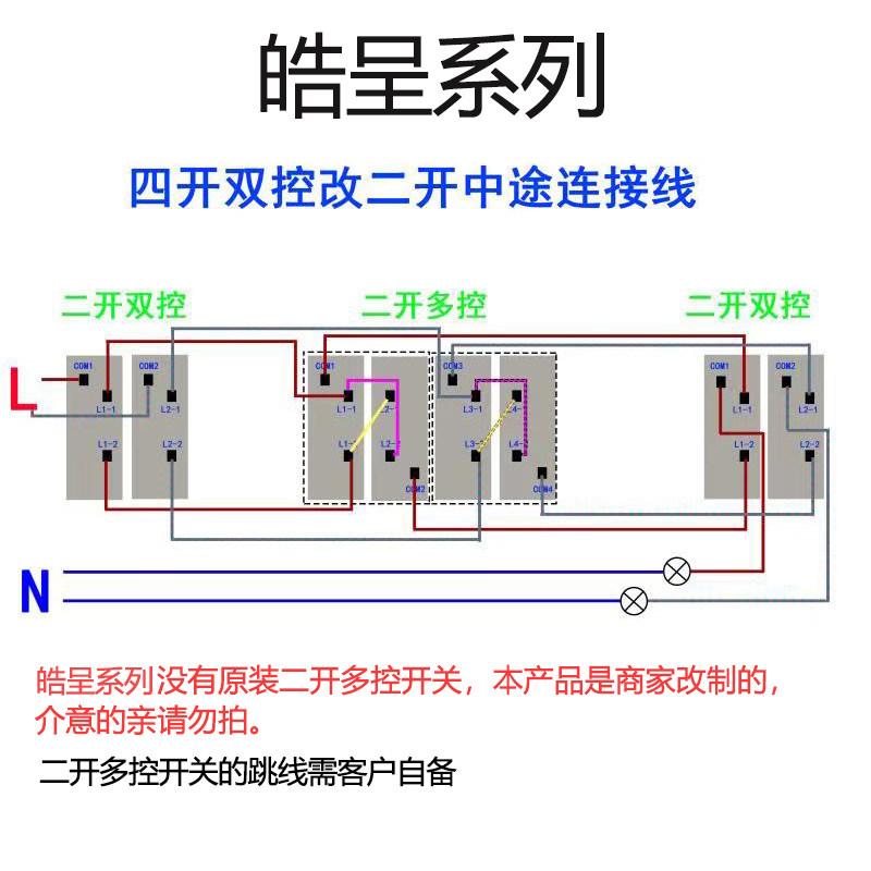 施耐德 皓呈 二位二开双联多控 三控 双开中途开关 86型白金黑