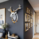 招财福鹿墙面装 饰壁挂美式 鹿头墙饰创意客厅酒吧背景墙壁挂件立体