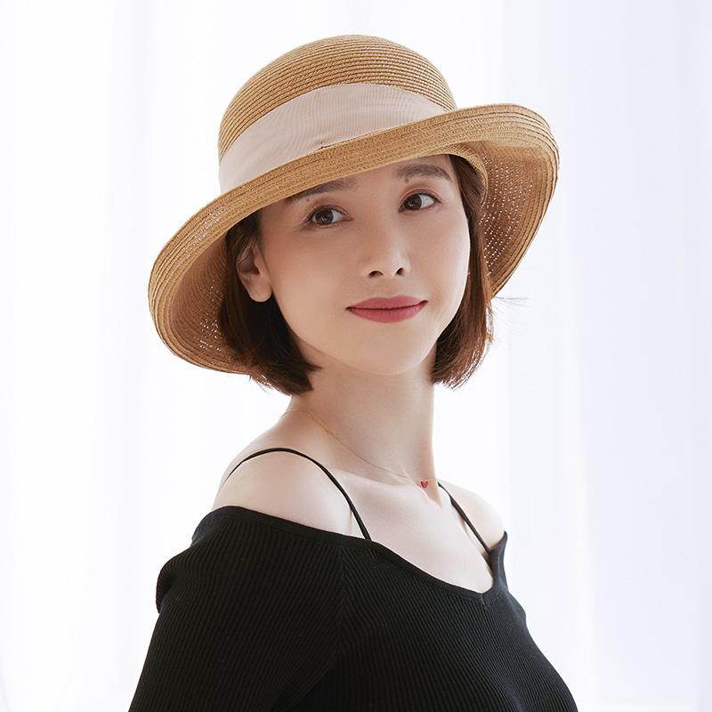 上维.帽子女日本春夏新品原宿风纯色素雅清爽透气便携渔夫帽