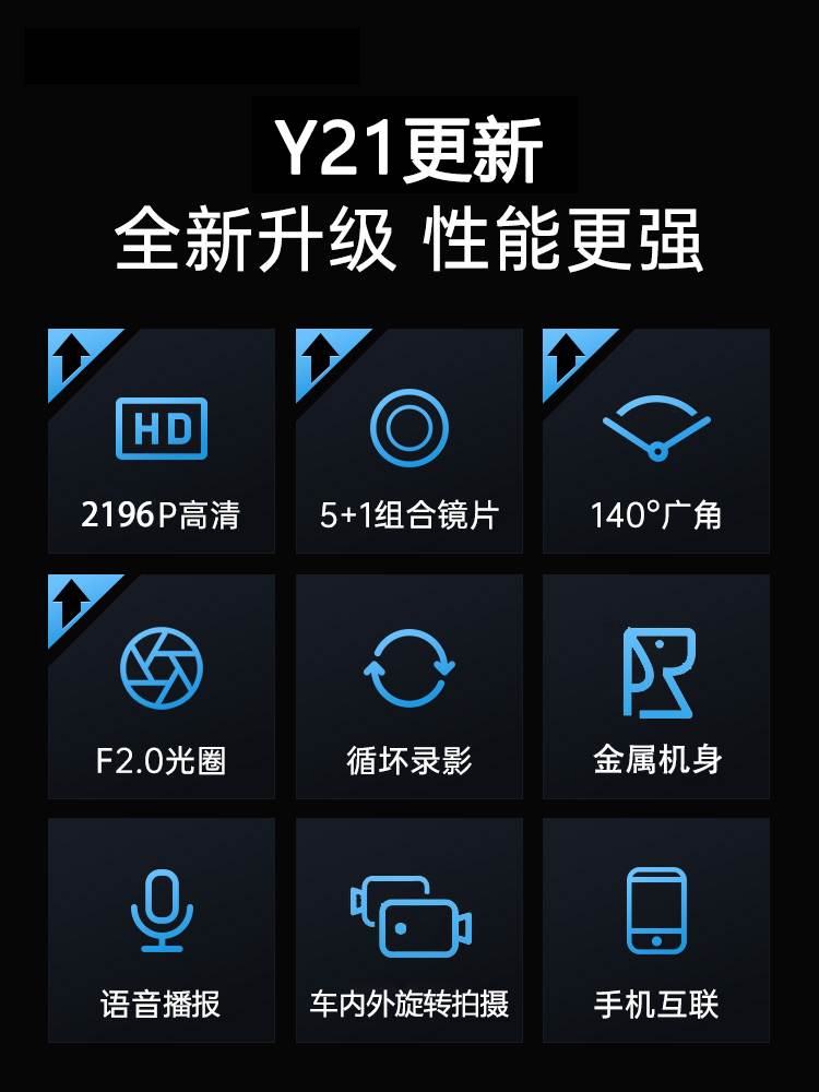 行车记录仪2k超高清手机wifi互联360全景免走线智能导航2022新款