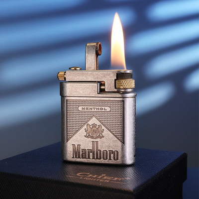 新款复古机械纯铜打火机半自动侧滑轮油机颜值古董男士节日礼物