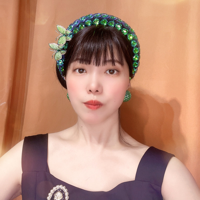 发卡水晶粉色蝴蝶结发箍带齿甜美