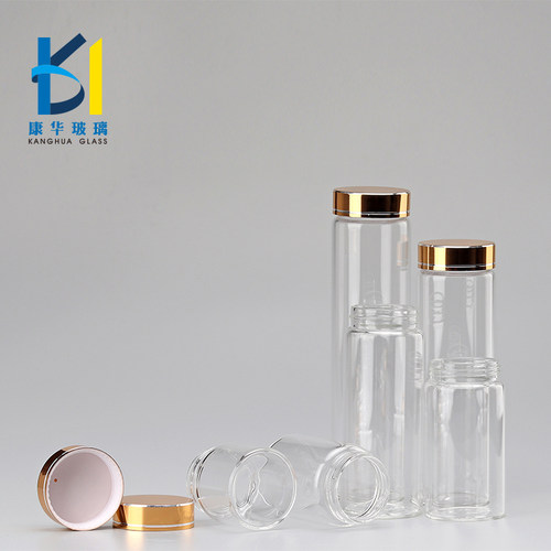 50ml透明玻璃花蕊茶瓶保健品胶囊