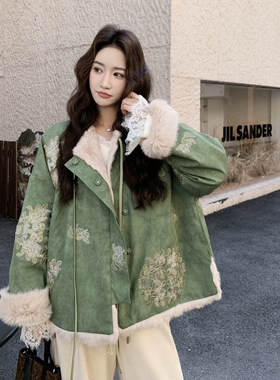 【首发新款】国风重工刺绣双面穿环保毛2C115-2372-P235-K348