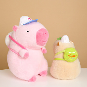 棒球卡皮巴拉公仔玩偶粉色水豚鼠毛绒玩具儿童睡觉抱枕生日礼物女