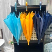 透明窗拼接长柄伞 儿童成人晴雨两用弯柄纯色雨伞