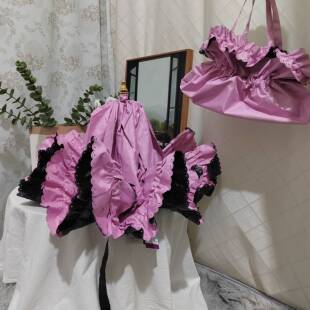 品牌Lolita洋伞公主款洛丽塔折叠花边黑胶防晒晴雨伞可街拍宫廷伞