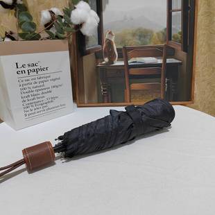 简约清新双层伞面三折伞按键开合晴雨伞无黑胶防紫外内层豹纹女款