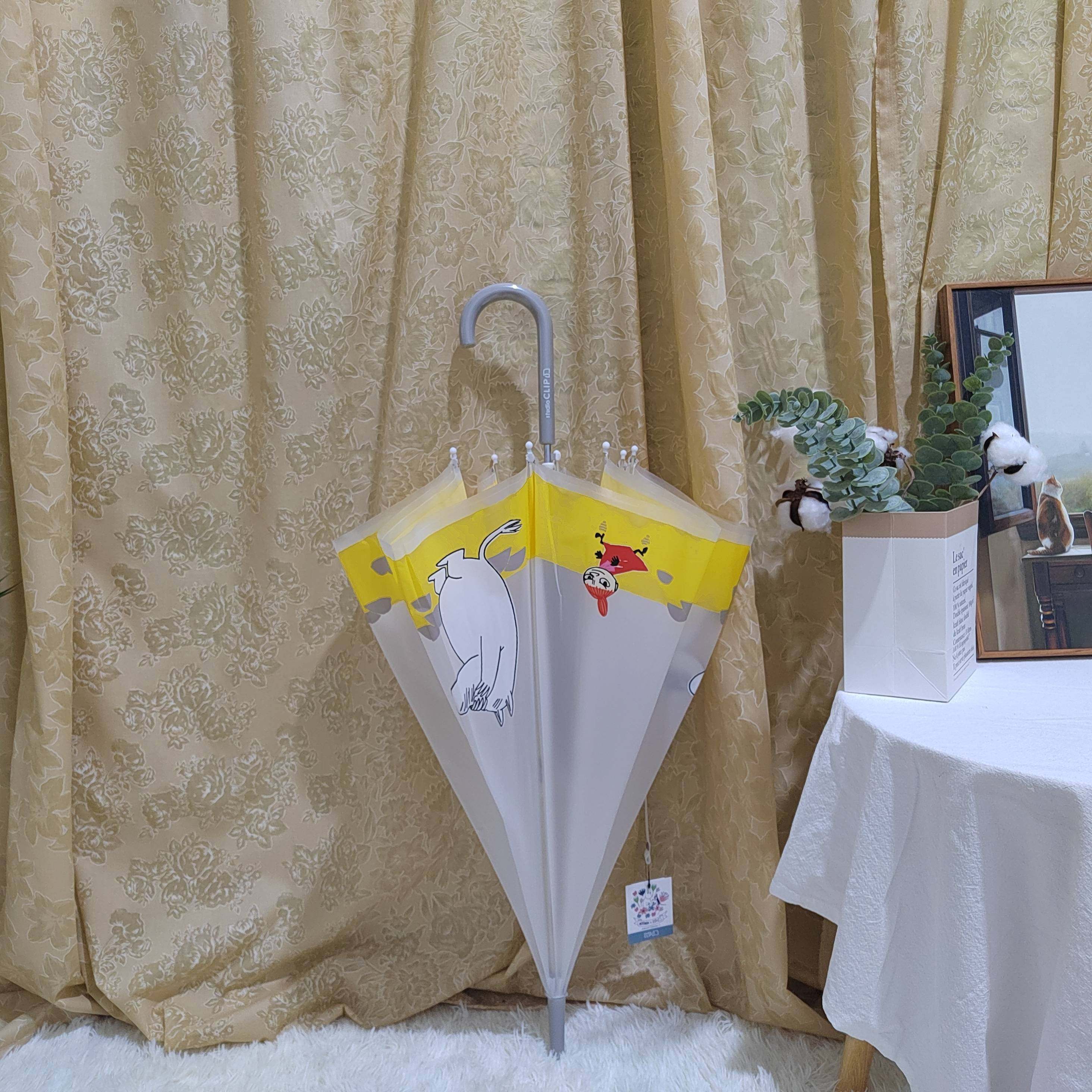 半自动可爱河马小清新卡通花草动物印花长柄直骨伞环保塑料雨雪伞