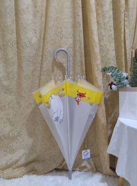 半自动可爱河马小清新卡通花草动物印花长柄直骨伞环保塑料雨雪伞