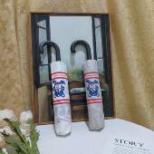 外贸款 潮牌可爱小熊印花182g超轻森系小清新无黑胶晴雨伞三折弯钩