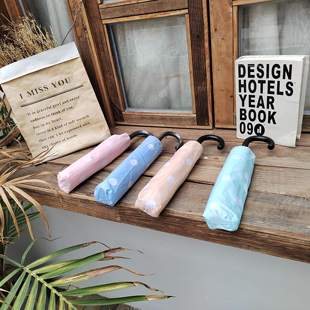 多色简约圆点三折晴雨伞无黑胶抗uv品牌捡漏弯钩便携小清新折叠伞