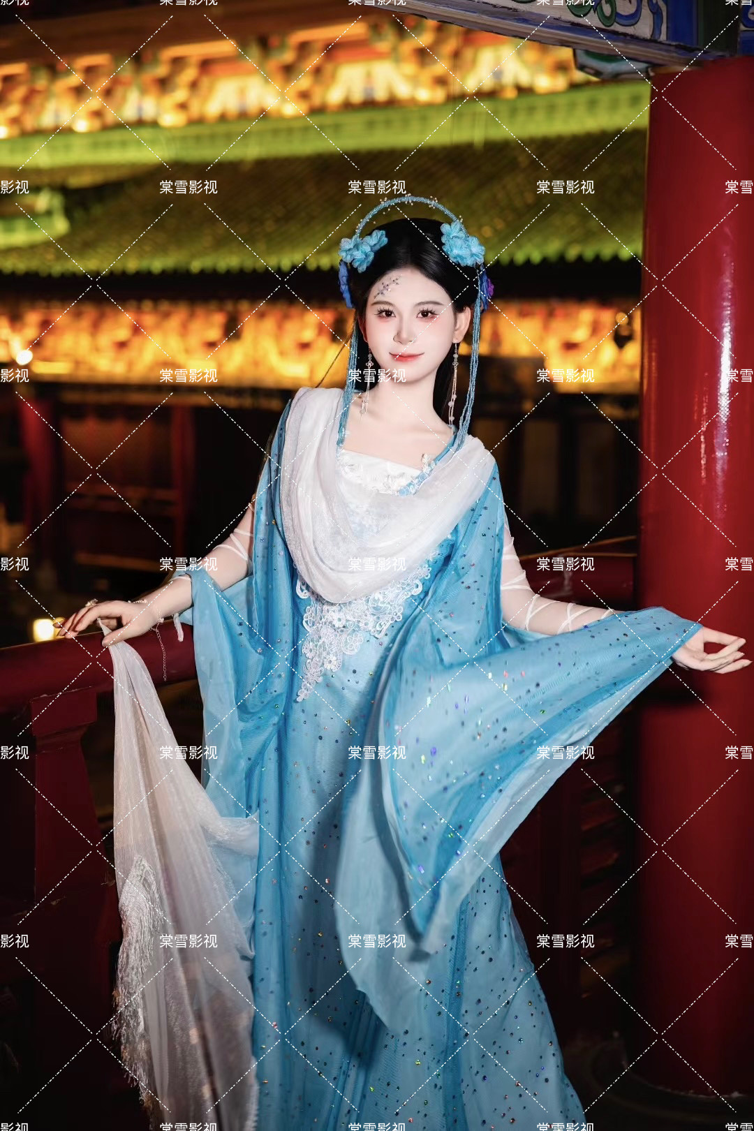 欢天喜地七仙女蓝儿六公主仙女古装演出服定制量身定制
