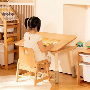 花生桌实木儿童学习桌书桌宝宝阅读桌绘画桌游戏桌可倾斜梦想桌