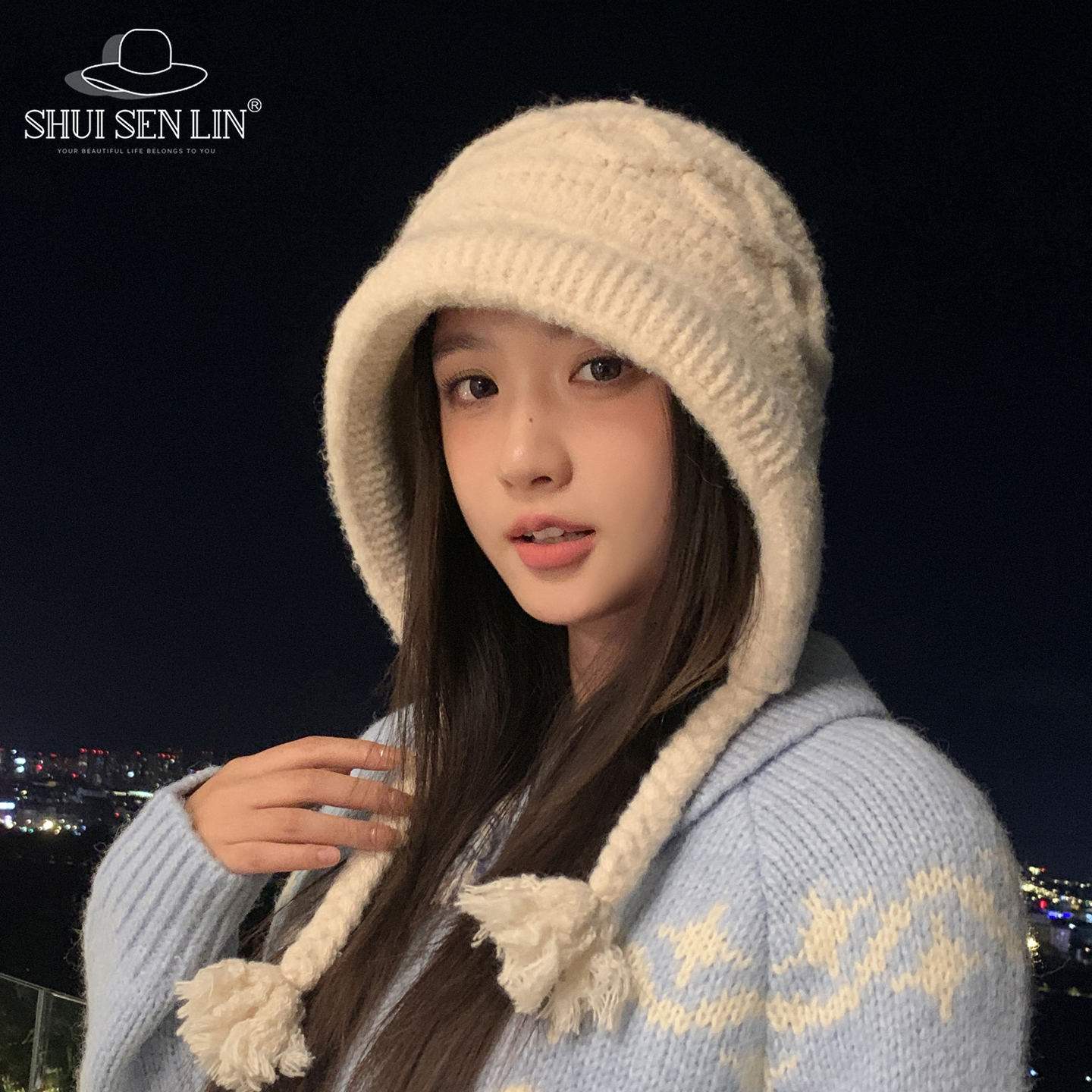 新款秋冬显脸小流苏针织毛线帽女韩版防寒保暖百搭护耳雷锋帽冷帽