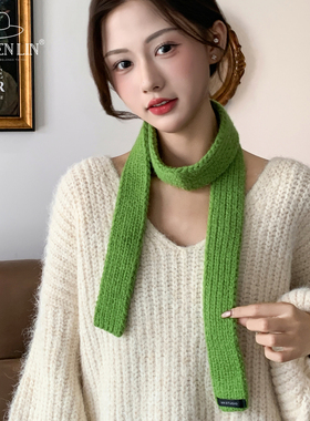 韩系针织细窄长条围巾女秋冬保暖