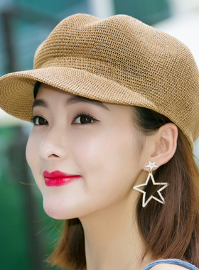 帽子女夏天八角帽透气时尚英伦