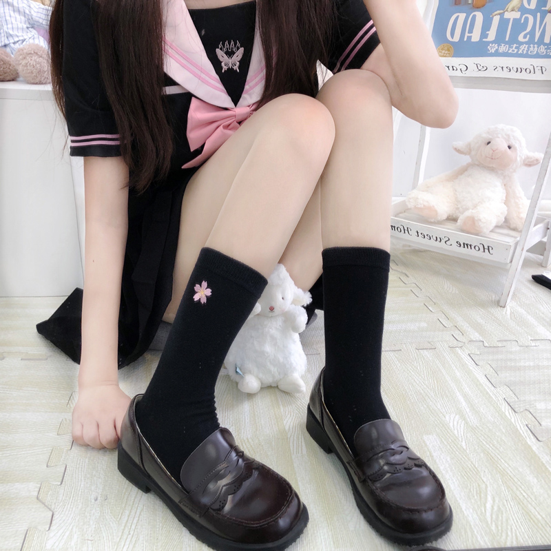 樱花日系甜美风百搭jk制服小腿袜