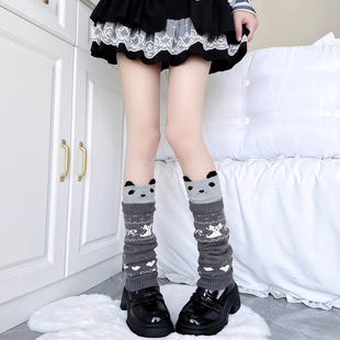 灰色猫咪可爱过膝jk袜子女叠穿日系卡通立体动物堆堆爱心腿套y2k
