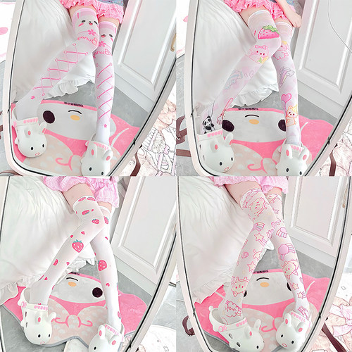 可爱印花兔子少萝过膝袜