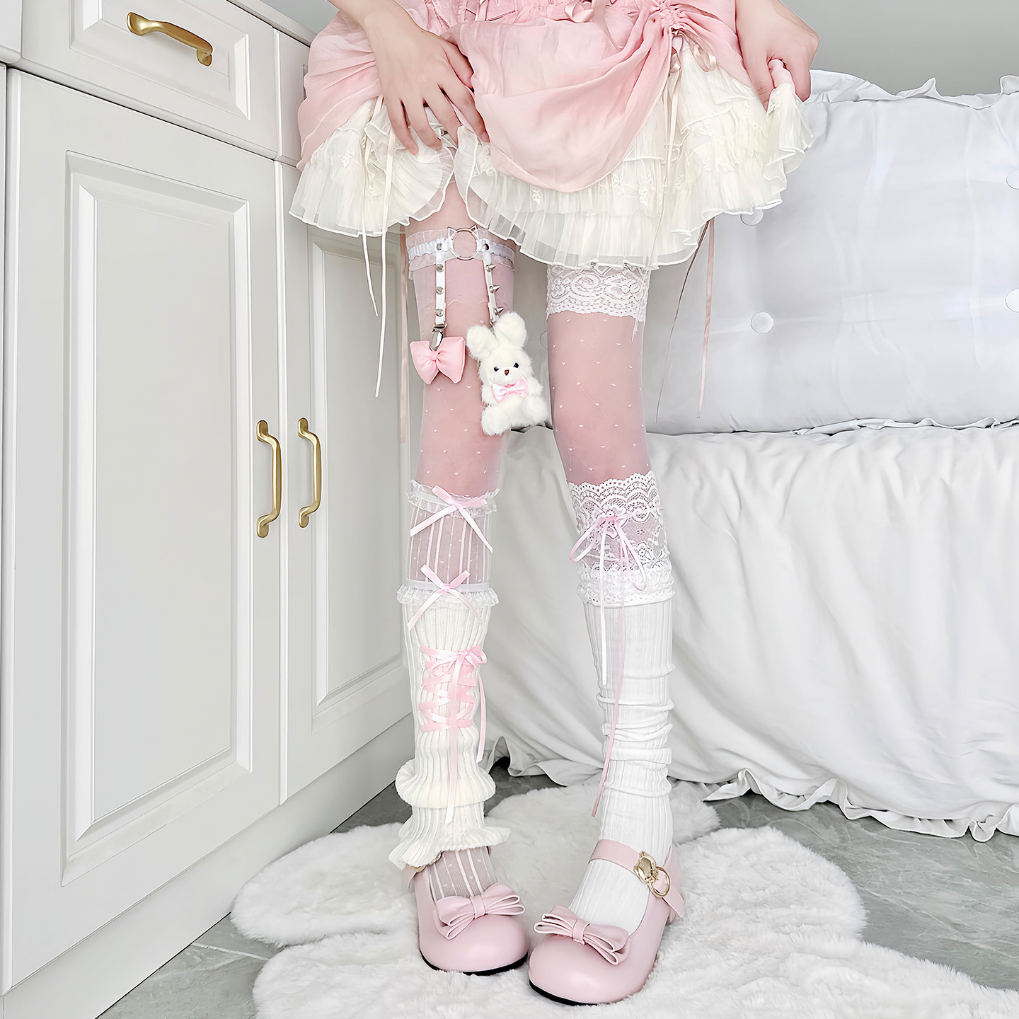 粉色叠穿日系少女蕾丝花边白丝连裤袜lolita绑带蝴蝶结可爱高筒袜,女士内衣/男士内衣/家居服,连裤袜/打底袜,淘宝优惠券,粉丝福利购,淘宝优惠卷