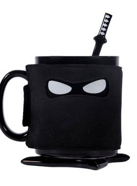 英国thumbs Up忍者马克杯 手里剑忍者刀搅拌勺可拆卸保温隔热杯罩