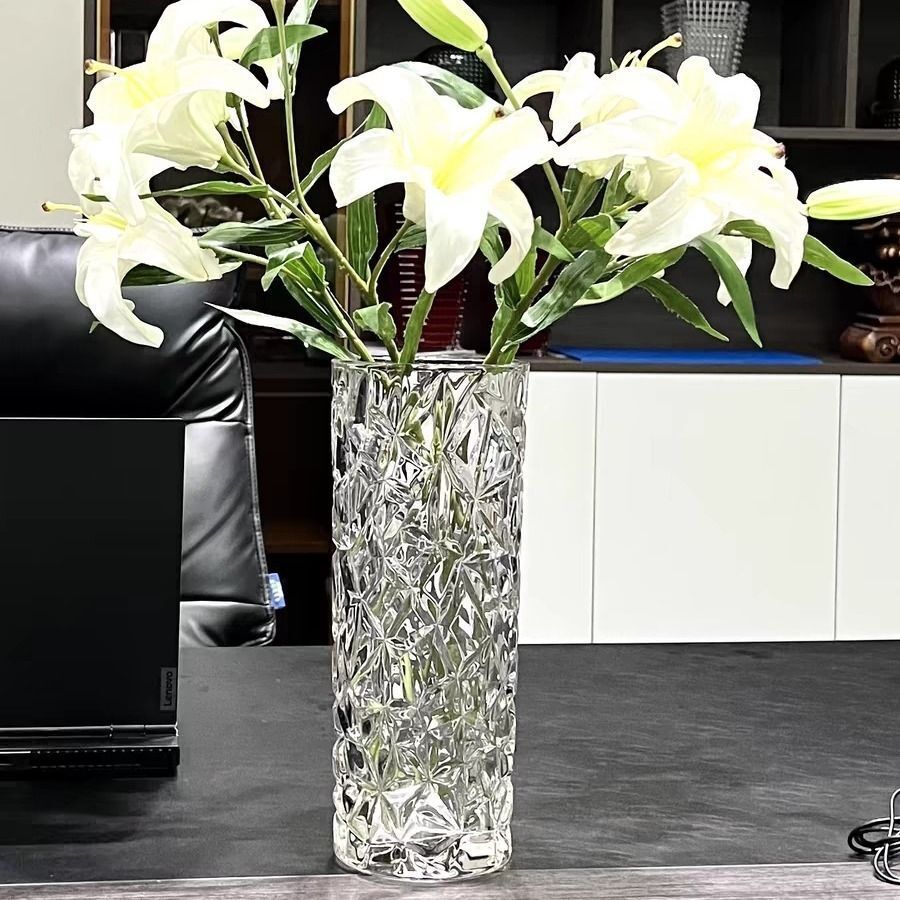 北欧ins风摆件透明玻璃花瓶感富贵竹玻璃器皿装饰花瓶