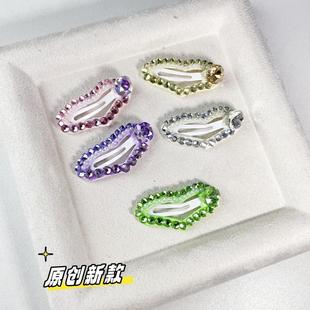 3.5cm爱心夹碎发宠物bb夹满钻肥方发夹饰品猫咪头饰约克夏马尔