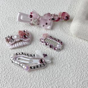 手工迷你碎发宠物bb夹蝴蝶结发夹饰品锆石头饰约克夏马尔济斯比熊
