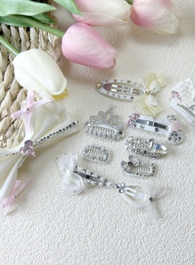 新款手工宠物发夹白色系满钻马尔济斯头饰约克夏西施比熊泰迪猫