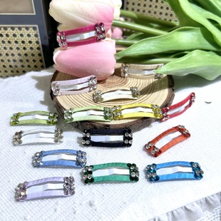 韩国发夹顶鼻梁夹夹水钻发卡bb夹真丝马尔济斯比熊宠物3cm方夹