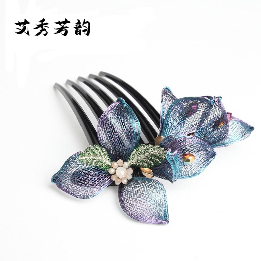 新款韩版插梳手工铜丝发饰盘发插子高端发饰百搭发夹
