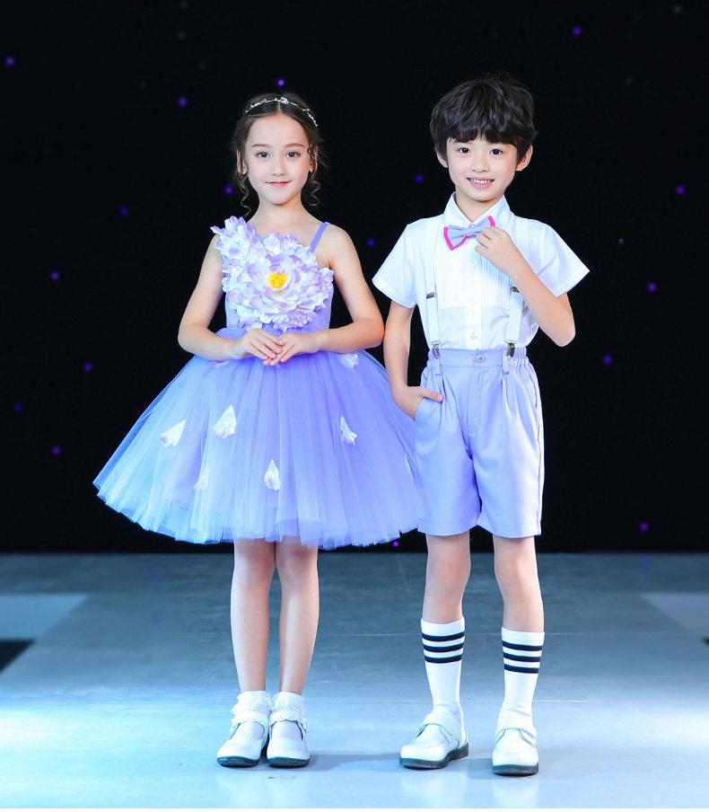 新款儿童演出服女童公主蓬蓬裙背带裤合唱服男六一儿童节表演服装