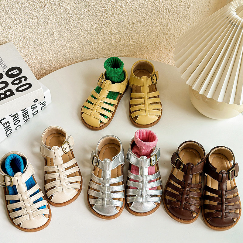 韩版女童包头编织凉鞋夏季真皮儿童镂空罗马公主鞋软底宝宝沙滩鞋,童鞋/婴儿鞋/亲子鞋,凉鞋,淘宝优惠券,粉丝福利购,淘宝优惠卷