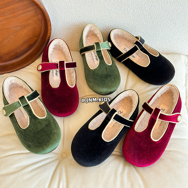 秋冬韩版女童加绒公主鞋甜美丝绒儿童皮鞋红色丁字单鞋复古奶奶鞋,童鞋/婴儿鞋/亲子鞋,皮鞋,淘宝优惠券,粉丝福利购,淘宝优惠卷