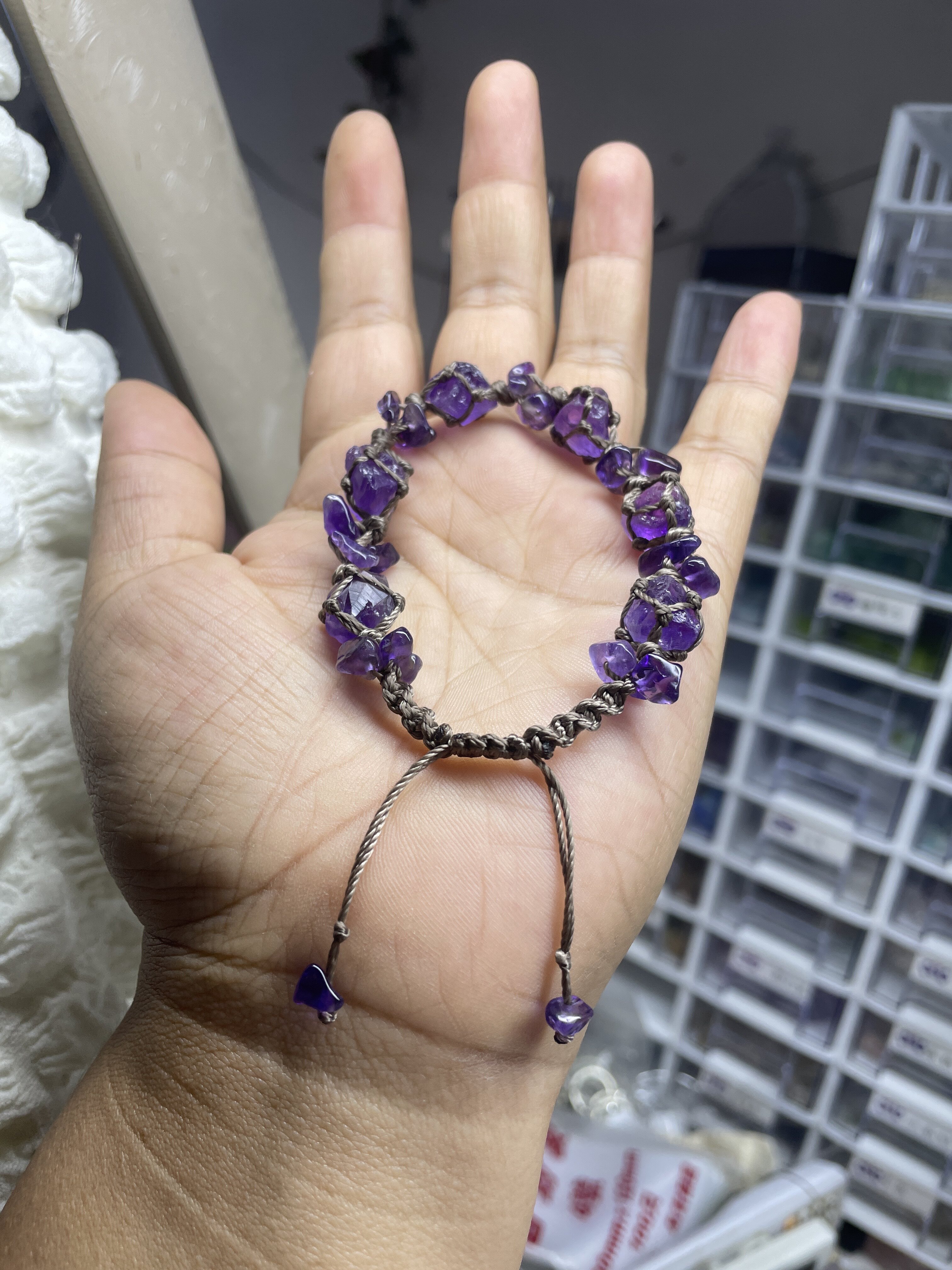 客定紫水晶原石手链