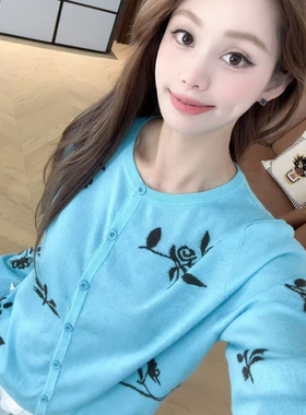 YTTRIUM LIN[小花开衫]春季新款针织开衫51086