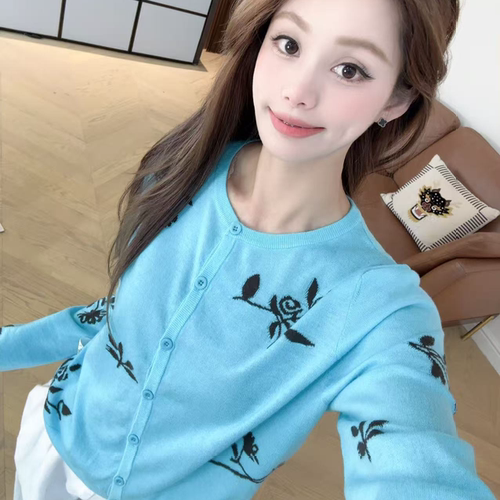 YTTRIUM LIN[小花开衫]春季新款针织开衫51086