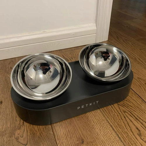 Petkit Little Peach Bowl 15 ° Регулируемая нержавеющая сталь Двойная чаша Плоская поверхность Гарфилд наклонный кошачий бассейн рис бассейн