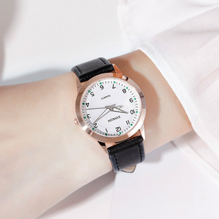 学生简约数字手表考试专用儿童腕表粉色夜光防水女表皮表带石英表