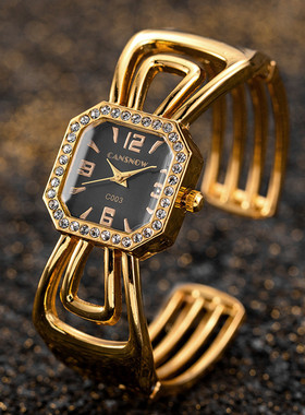 镶钻女表时尚个性创意八边形表盘手镯表时装表潮石英腕表女士手表