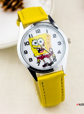 儿童卡通手表动漫可爱海绵宝宝学生表小学生女孩男孩石英电子腕表