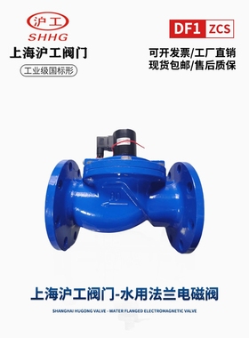 上海沪工阀门ZCS水用法兰电磁阀DF先导式常闭220V防爆消防灌溉24V