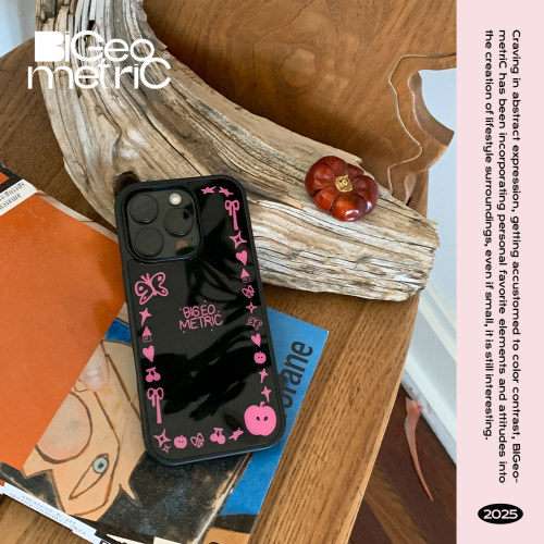 BIGeometeiC《蝴蝶HOME》原创手绘趣味适用iphone17promax16/15pro蝴蝶黑边磁吸手机壳