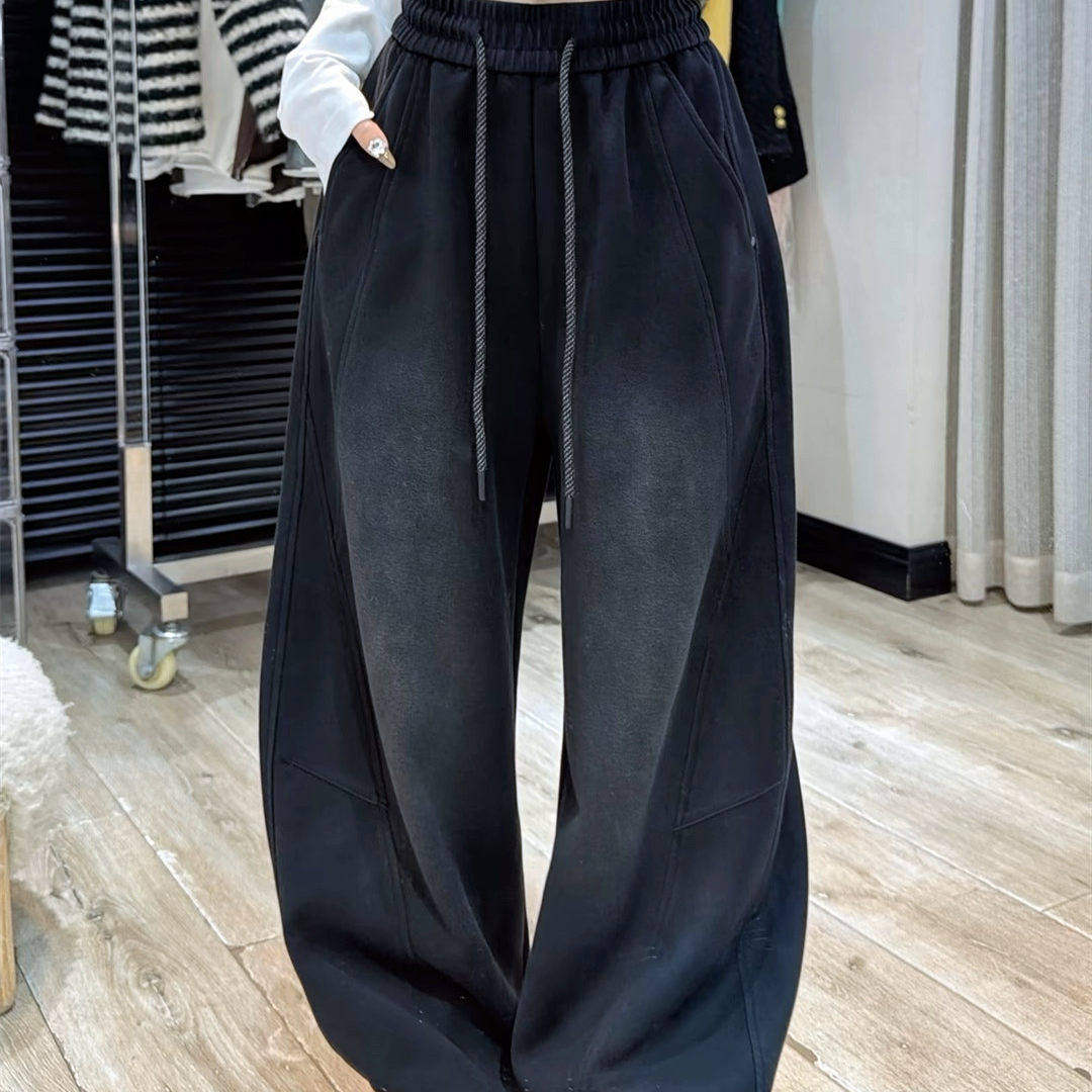 欧货十三行重工水洗做旧宽松阔腿裤拖地裤弯刀裤大码时尚暗黑系潮,女装/女士精品,休闲裤,淘宝优惠券,粉丝福利购,淘宝优惠卷